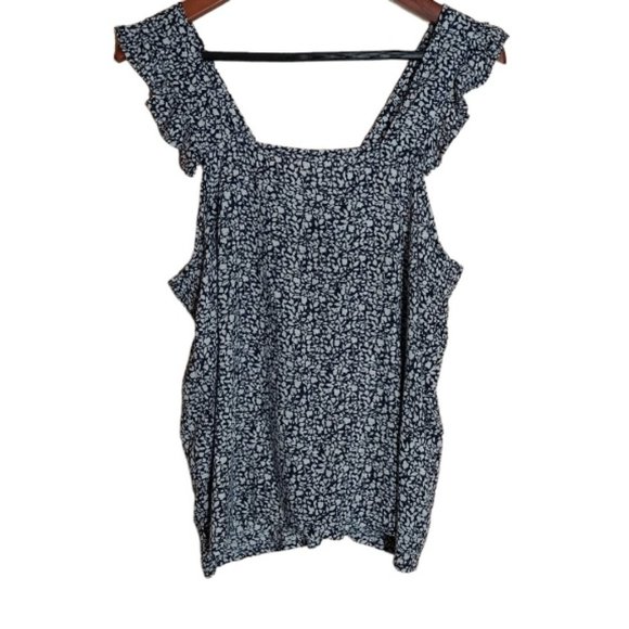 ICHI Navy/White Printed Tank Top - Size L - Picture 1 of 4
